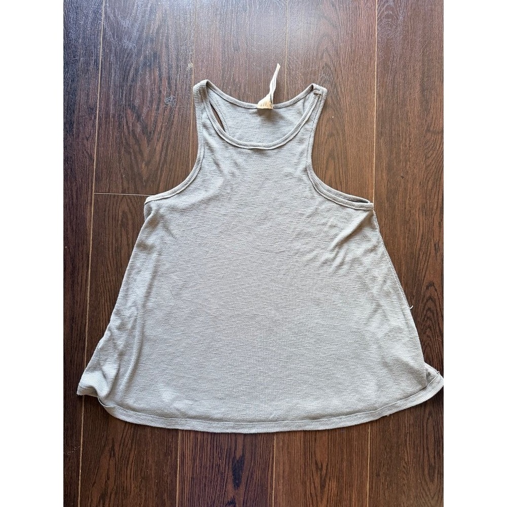 Free People Ribbed Racerback Tank Top Womens M Gray Basic Layering Casual - Picture 3 of 8